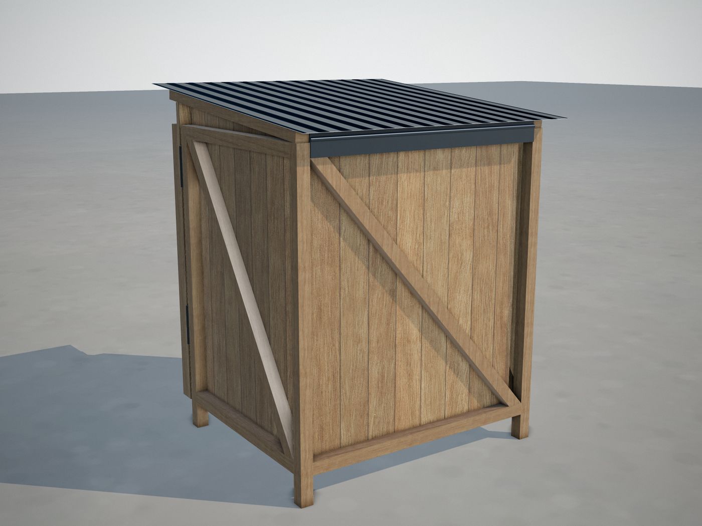 Back wall, rear posts, and the roof overhang.