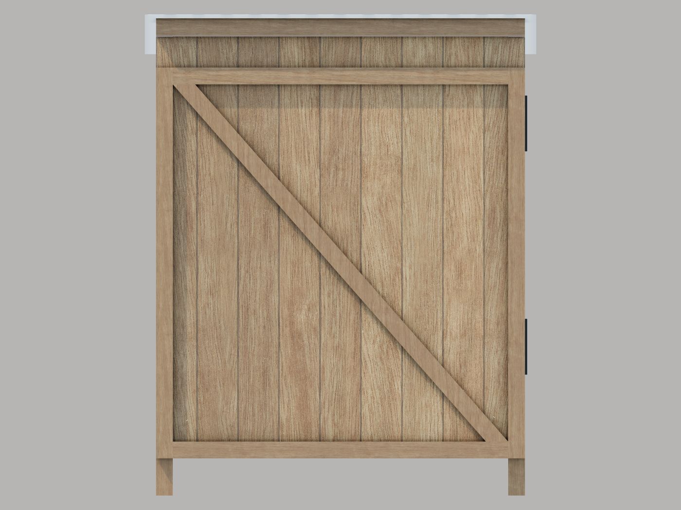 Square-on front elevation, door closed.
